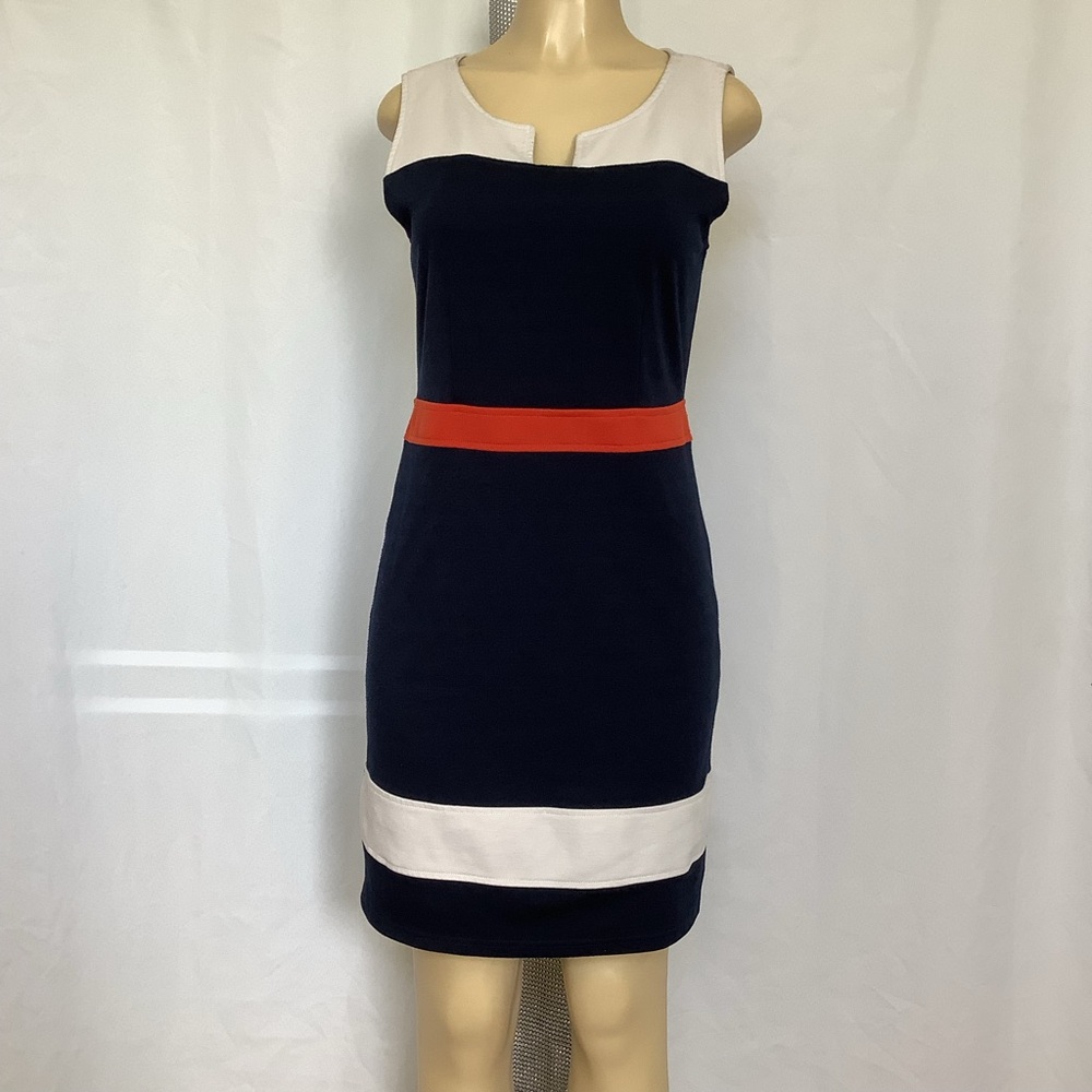 41 Hawthorn, Blue,Orange and Beige, Casual Office Dress.